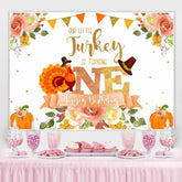 Blumen Kürbis Unser Wenig Truthahn Ist Drehen Eins Glücklich Geburtstag Hintergrund